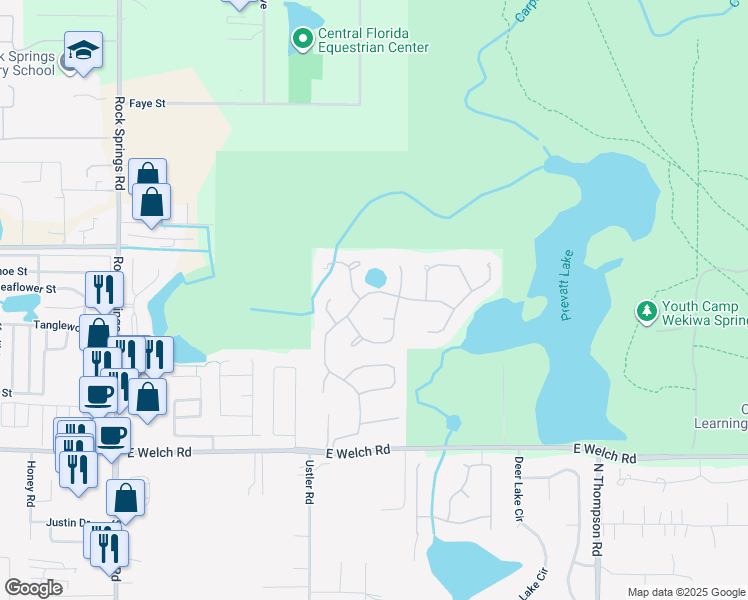 map of restaurants, bars, coffee shops, grocery stores, and more near 1799 Cedar Glen Drive in Apopka