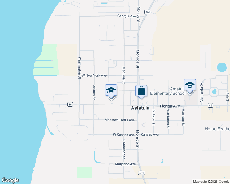 map of restaurants, bars, coffee shops, grocery stores, and more near 13302 South Carolina Avenue in Astatula