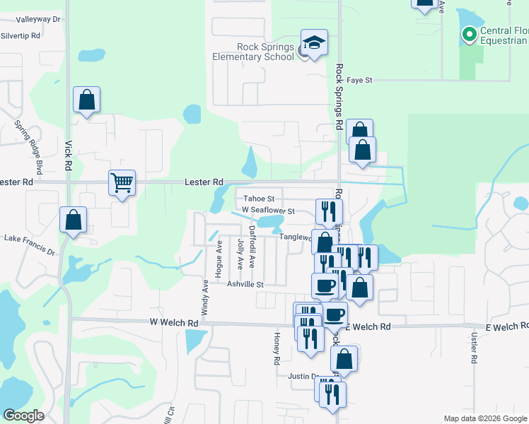 map of restaurants, bars, coffee shops, grocery stores, and more near in Apopka