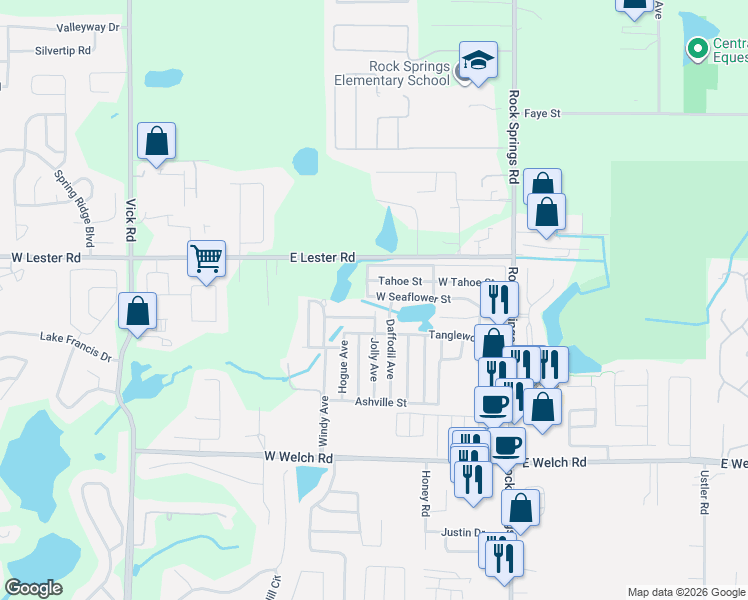map of restaurants, bars, coffee shops, grocery stores, and more near 1833 Jolly Avenue in Apopka