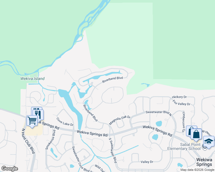 map of restaurants, bars, coffee shops, grocery stores, and more near 817 Sweetwater Island Circle in Longwood