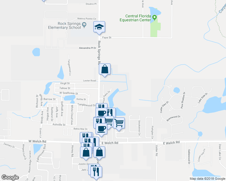 map of restaurants, bars, coffee shops, grocery stores, and more near 1939 Sunset Palm Dr in Apopka