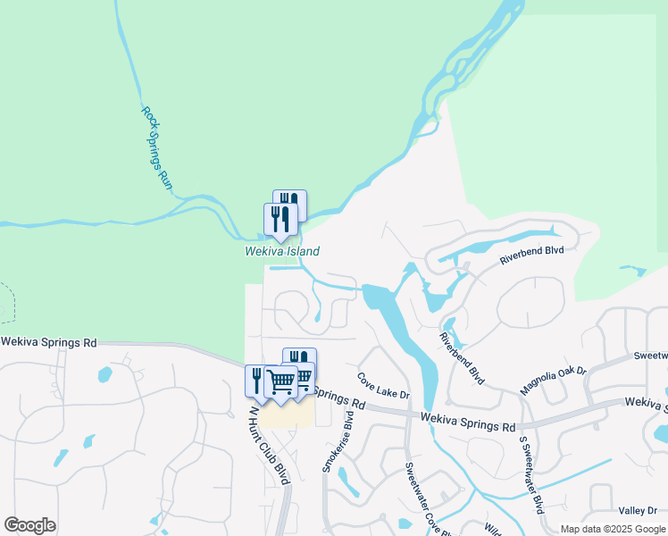 map of restaurants, bars, coffee shops, grocery stores, and more near 3900 Watercrest Drive in Longwood