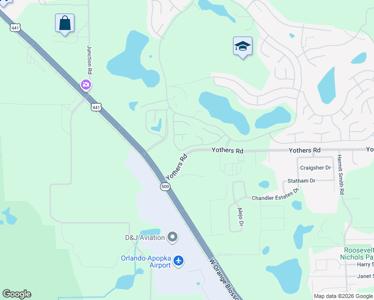 map of restaurants, bars, coffee shops, grocery stores, and more near 4236 Oak Grove Drive in Zellwood