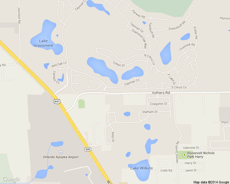 map of restaurants, bars, coffee shops, grocery stores, and more near 3871 Yothers Road in Apopka