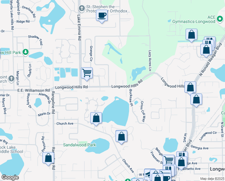 map of restaurants, bars, coffee shops, grocery stores, and more near 470 Longwood Hills Road in Longwood