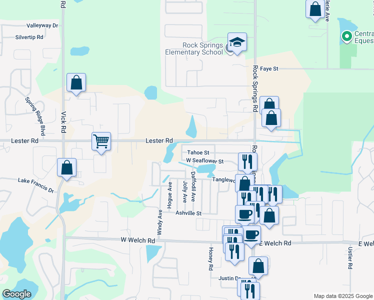 map of restaurants, bars, coffee shops, grocery stores, and more near 101-163 Tahoe Street in Apopka