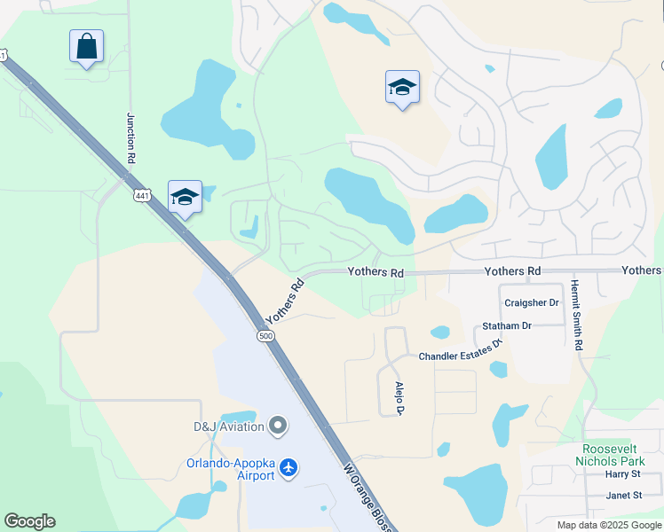 map of restaurants, bars, coffee shops, grocery stores, and more near 4150 Oak Grove Drive in Zellwood
