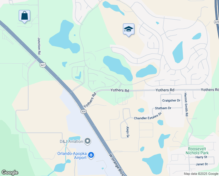 map of restaurants, bars, coffee shops, grocery stores, and more near 4150 Oak Grove Drive in Zellwood