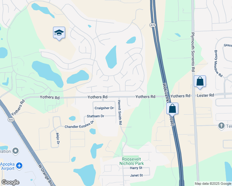 map of restaurants, bars, coffee shops, grocery stores, and more near 3516 South Citrus Circle in Zellwood