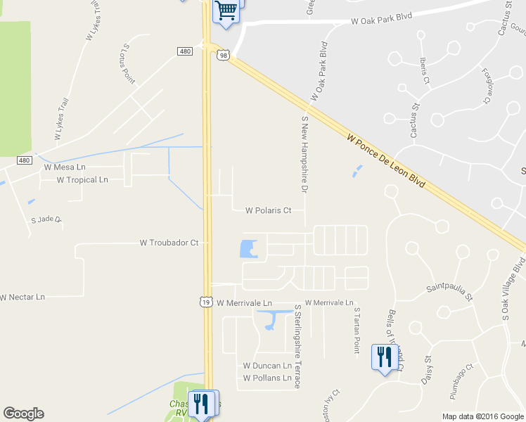 map of restaurants, bars, coffee shops, grocery stores, and more near 7012 West Polaris Court in Homosassa