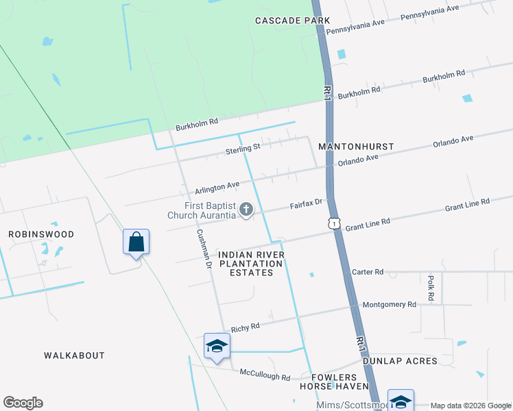 map of restaurants, bars, coffee shops, grocery stores, and more near 3941 Arlington Avenue in Mims