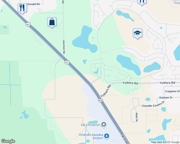 map of restaurants, bars, coffee shops, grocery stores, and more near 2118 Canopy Circle in Zellwood