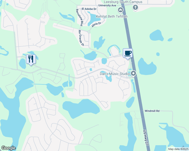 map of restaurants, bars, coffee shops, grocery stores, and more near 25212 Clifford Hill in Leesburg