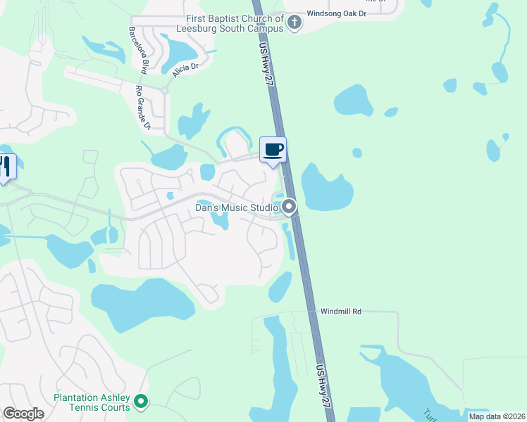 map of restaurants, bars, coffee shops, grocery stores, and more near 5450 Astor Street in Leesburg