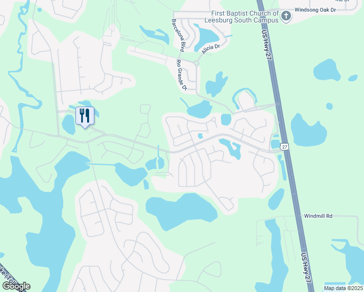 map of restaurants, bars, coffee shops, grocery stores, and more near 5011 El Destino Drive in Leesburg