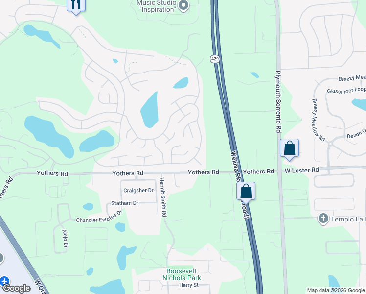 map of restaurants, bars, coffee shops, grocery stores, and more near 3401 Wax Myrtle Circle in Zellwood