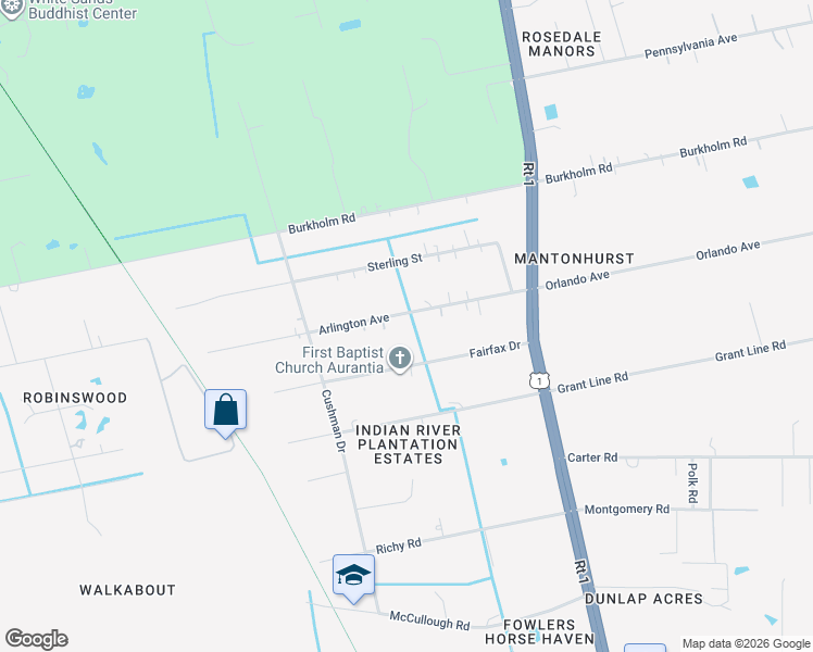 map of restaurants, bars, coffee shops, grocery stores, and more near 3941 Arlington Avenue in Mims