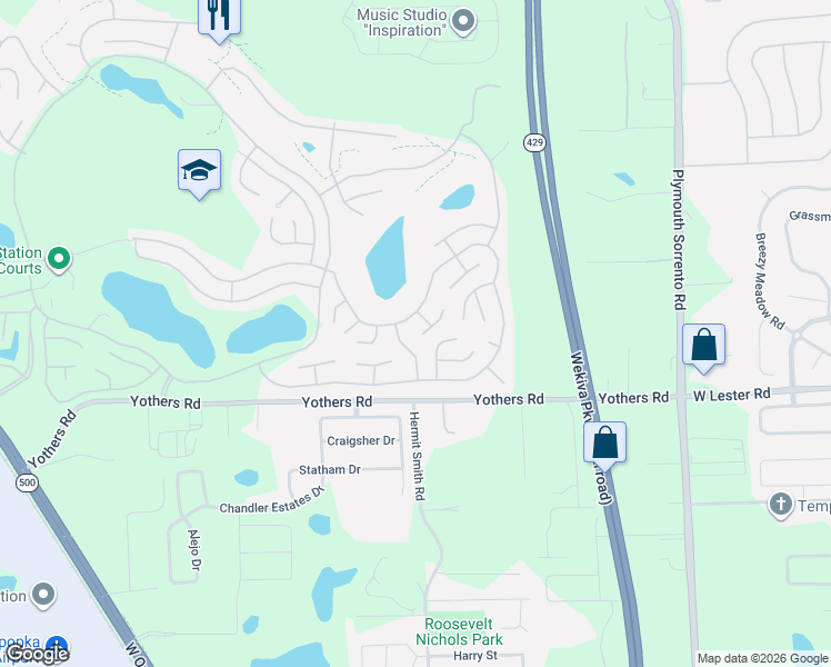 map of restaurants, bars, coffee shops, grocery stores, and more near 2122 East Lake Drive in Zellwood