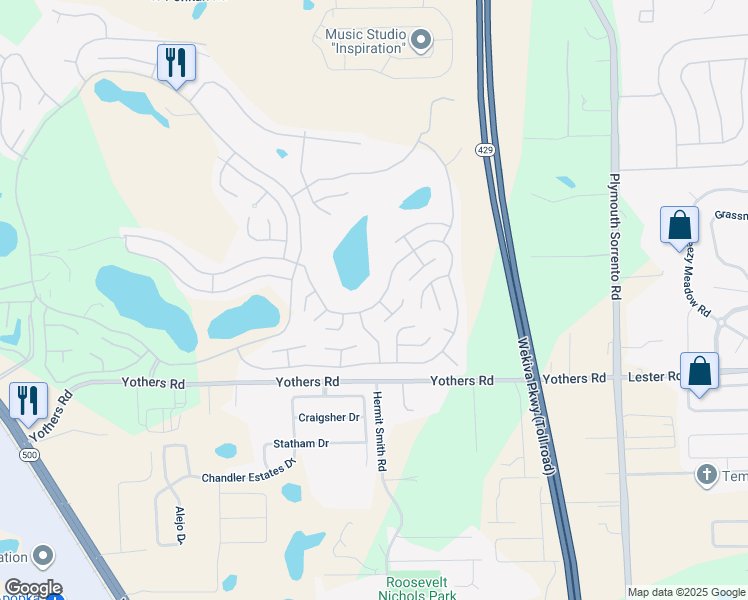 map of restaurants, bars, coffee shops, grocery stores, and more near 3511 North Citrus Circle in Zellwood