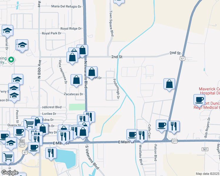 map of restaurants, bars, coffee shops, grocery stores, and more near 2635 Fox Cove Dr in Eagle Pass