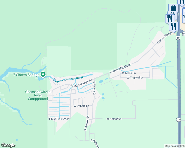 map of restaurants, bars, coffee shops, grocery stores, and more near 10012 South Riviera Point in Homosassa