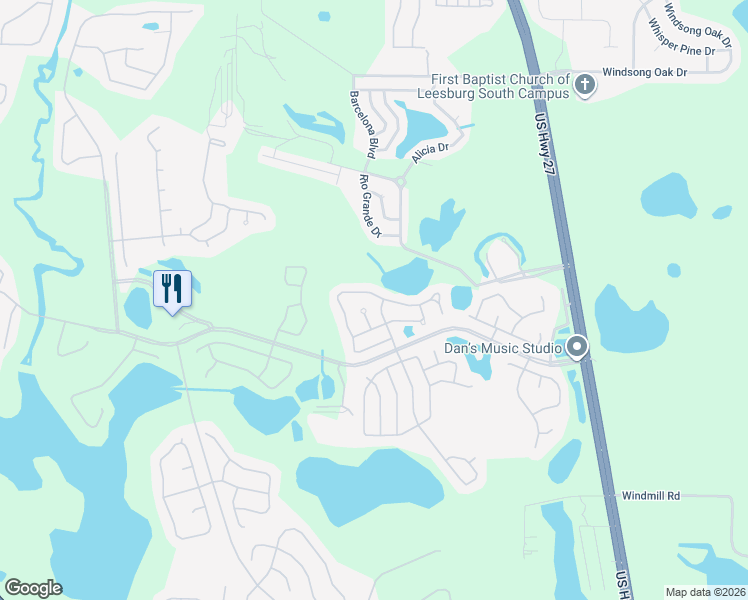 map of restaurants, bars, coffee shops, grocery stores, and more near 25310 La Grange Court in Leesburg
