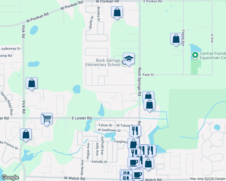 map of restaurants, bars, coffee shops, grocery stores, and more near 208 Alexandria Place Drive in Apopka