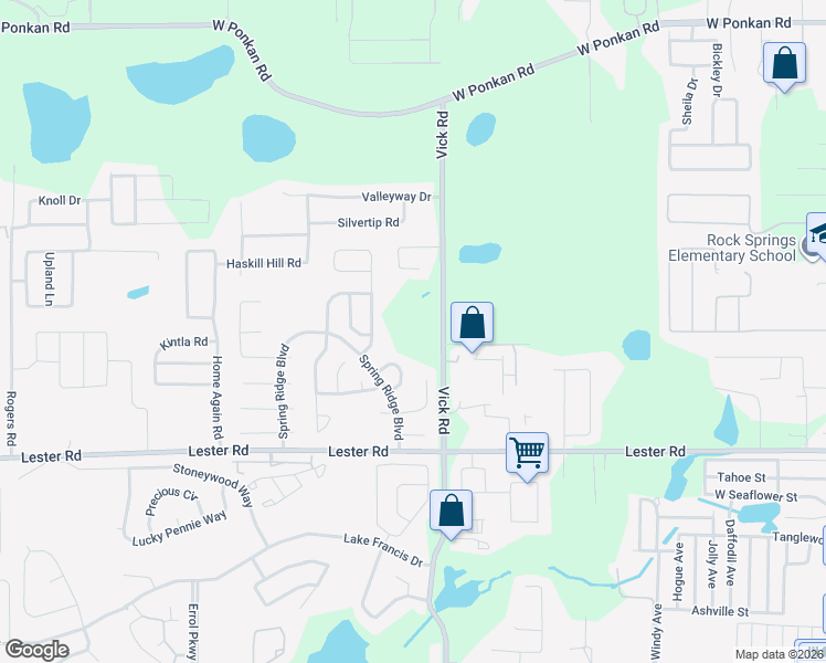 map of restaurants, bars, coffee shops, grocery stores, and more near 2198 Vick Road in Apopka