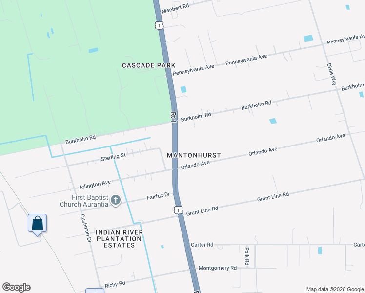 map of restaurants, bars, coffee shops, grocery stores, and more near 3680 Orlando Avenue in Mims
