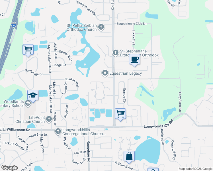 map of restaurants, bars, coffee shops, grocery stores, and more near 1789 Torrington Circle in Longwood