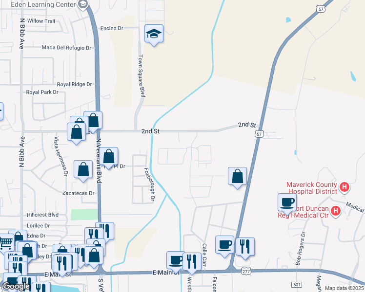 map of restaurants, bars, coffee shops, grocery stores, and more near 2651 Chapote Loop in Eagle Pass
