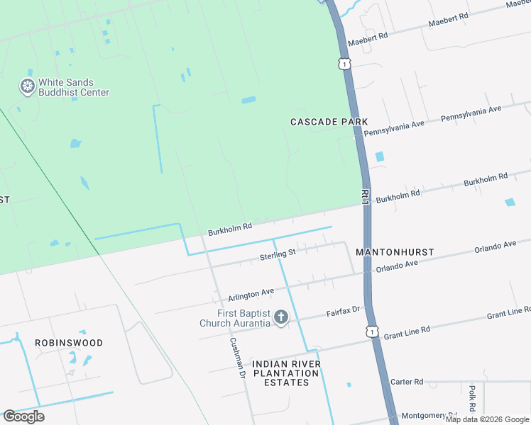 map of restaurants, bars, coffee shops, grocery stores, and more near 3934 Burkholm Road in Mims