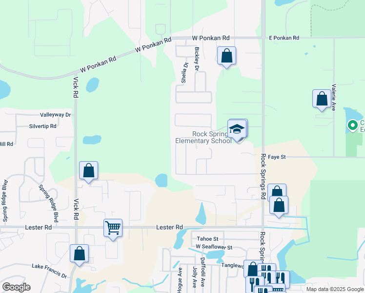 map of restaurants, bars, coffee shops, grocery stores, and more near 2432 Emerald Rose Way in Apopka