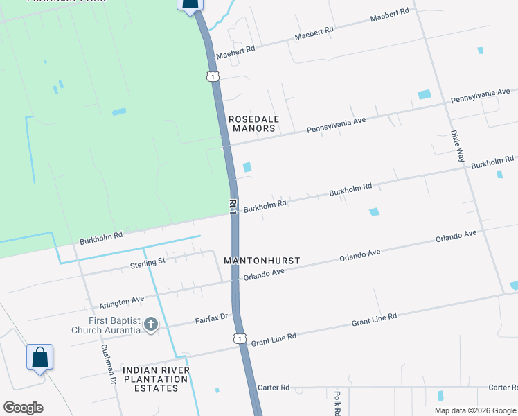 map of restaurants, bars, coffee shops, grocery stores, and more near 3755 Burkholm Road in Mims