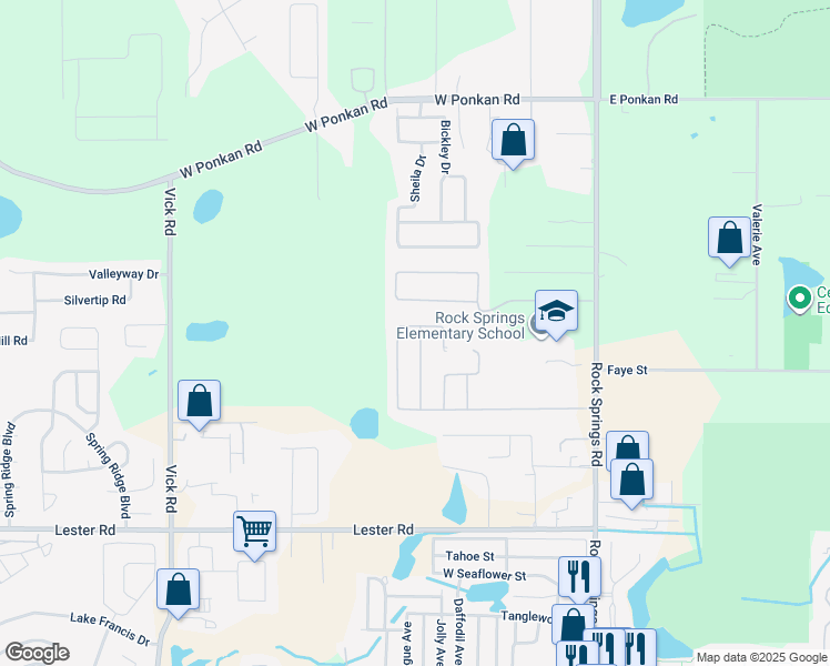 map of restaurants, bars, coffee shops, grocery stores, and more near 2432 Emerald Rose Way in Apopka