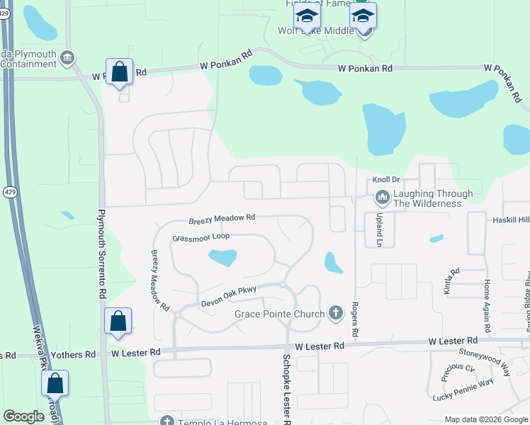 map of restaurants, bars, coffee shops, grocery stores, and more near 2886 Breezy Meadow Road in Apopka