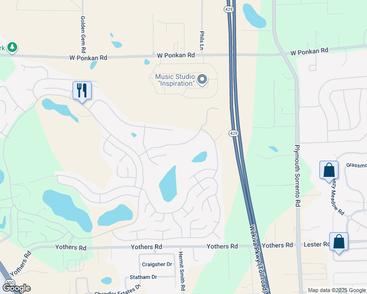 map of restaurants, bars, coffee shops, grocery stores, and more near 3473 Greenbluff Road in Zellwood