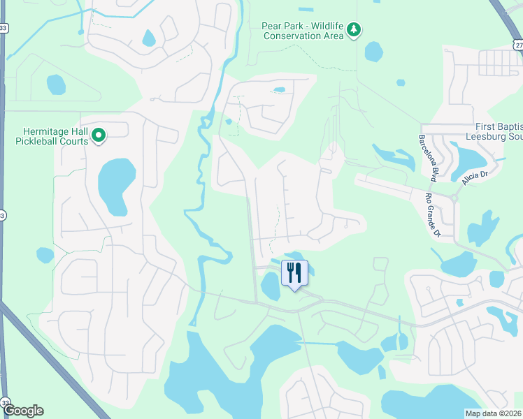map of restaurants, bars, coffee shops, grocery stores, and more near 25618 Oak Alley in Leesburg