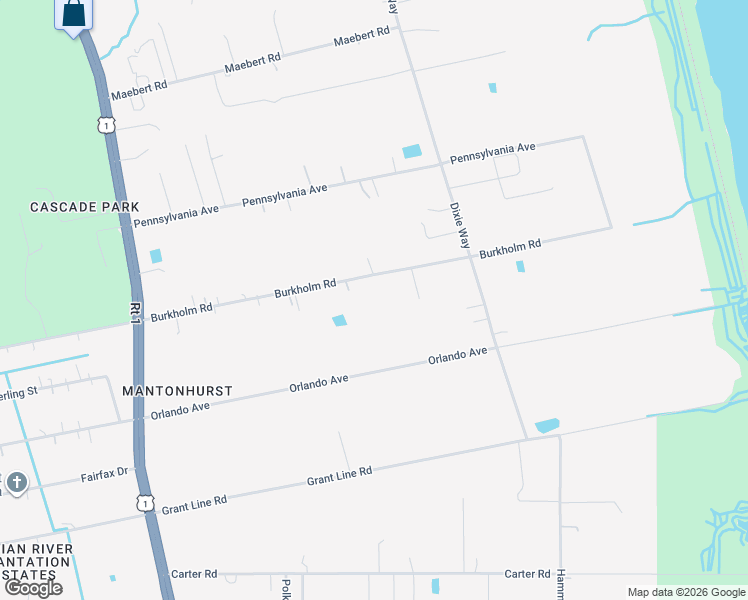 map of restaurants, bars, coffee shops, grocery stores, and more near 3405 Burkholm Road in Mims