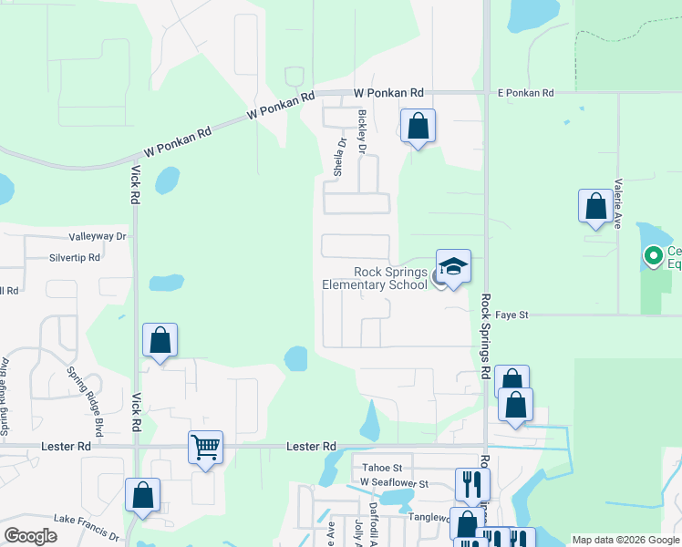 map of restaurants, bars, coffee shops, grocery stores, and more near 2432 Emerald Rose Way in Apopka