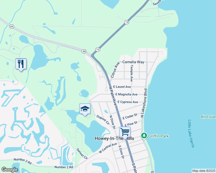 map of restaurants, bars, coffee shops, grocery stores, and more near 701 Mission Santa Cruz in Howey-in-the-Hills