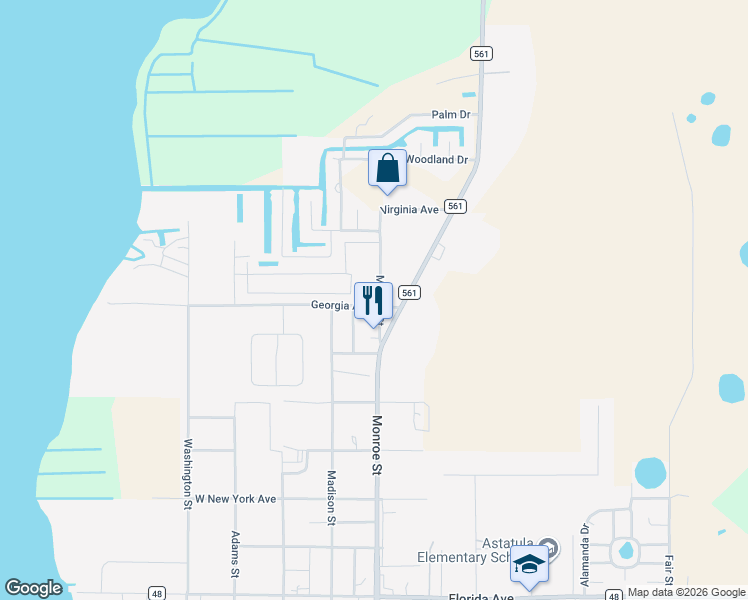 map of restaurants, bars, coffee shops, grocery stores, and more near in Astatula