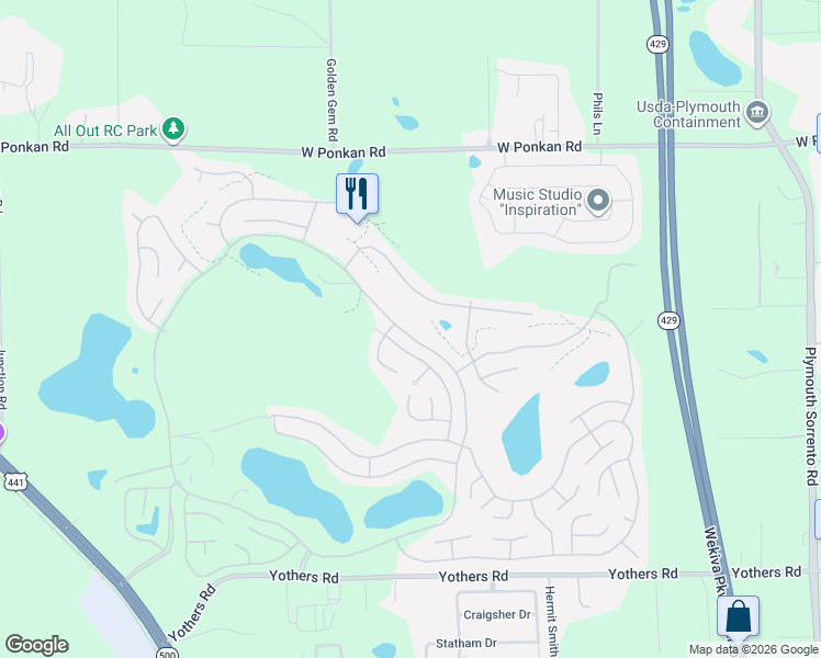 map of restaurants, bars, coffee shops, grocery stores, and more near 3849 Diamond Oak Way in Zellwood