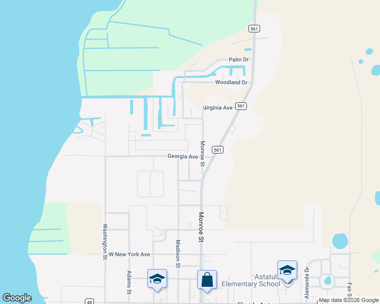 map of restaurants, bars, coffee shops, grocery stores, and more near 13443 Georgia Avenue in Astatula