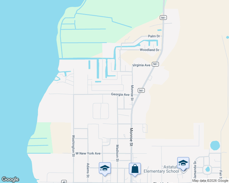 map of restaurants, bars, coffee shops, grocery stores, and more near 13443 Georgia Avenue in Astatula