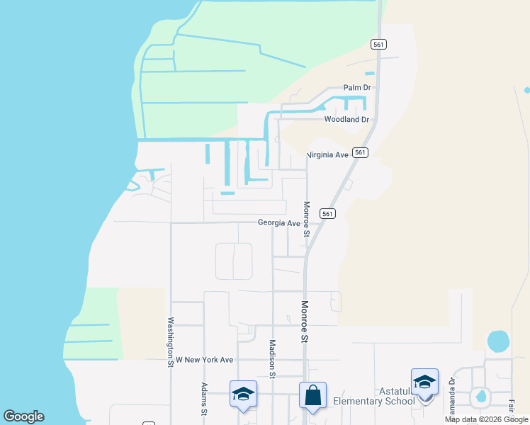 map of restaurants, bars, coffee shops, grocery stores, and more near 13443 Georgia Avenue in Astatula