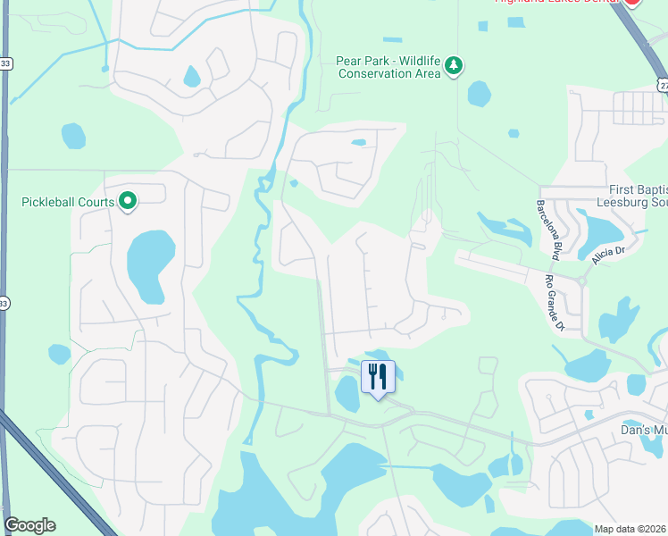 map of restaurants, bars, coffee shops, grocery stores, and more near 25720 Oak Alley in Leesburg