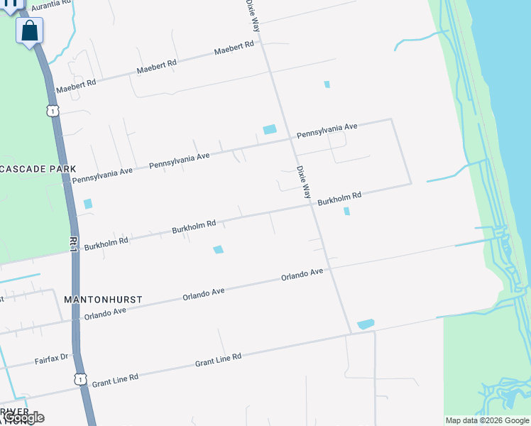 map of restaurants, bars, coffee shops, grocery stores, and more near 3405 Burkholm Road in Mims