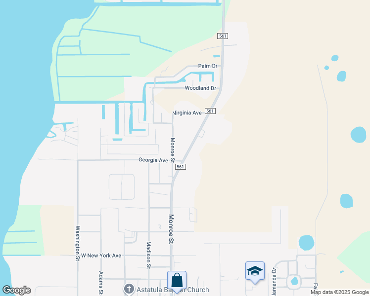 map of restaurants, bars, coffee shops, grocery stores, and more near 25803 County Road 561 in Astatula